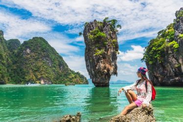 Chica turista en Tailandia